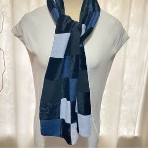 Vintage Kenneth Cole Reaction Patchwork Scarf in Velvet Denim and Rayon